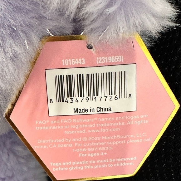 FAO Shwarz Sparklers Lavender Purple Teddy Bear Toy Gift New - Picture 9 of 12
